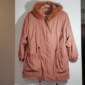 Peachy blush fur trimmed coat